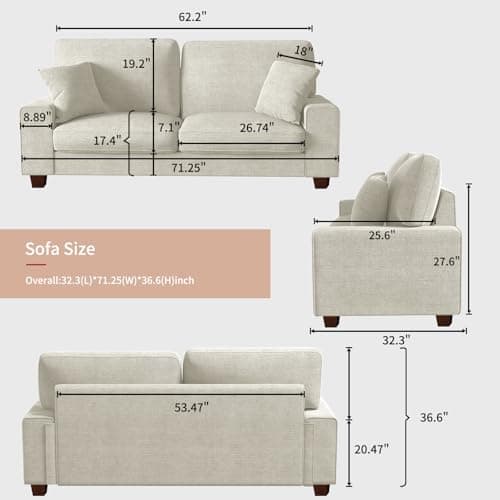 DOPEDIO Modern Loveseat Sofa for Living Room with Chenille Recliner and Beige Removable Cover
| DOPEDIO Beige Chenille Recliner Loveseat for Small Spaces with Easy Assembly
| DOPEDIO Spring Cushioned Loveseat Sofa with Beige Solid Wood Frame for Liv