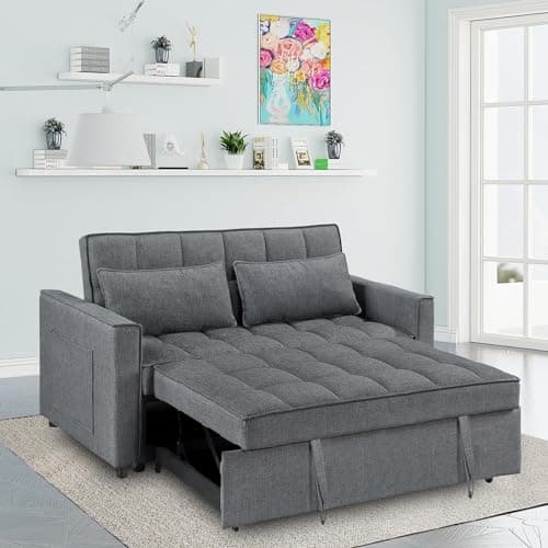 2-in-1 Convertible Loveseat Sofa Bed with Storage Grey