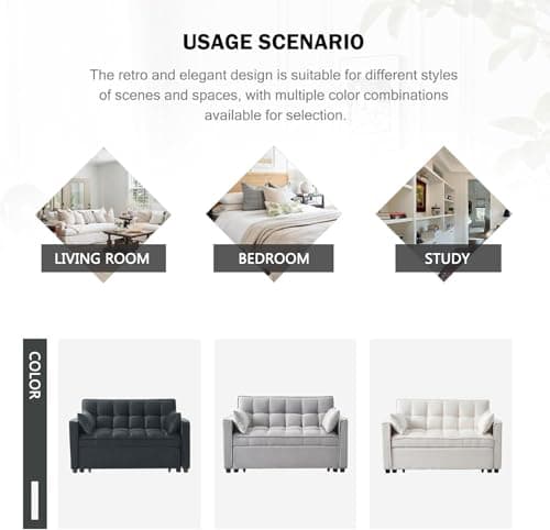 Black 3-in-1 Adjustables Backrest Sleeper Sofa Bed with Pull-Out Couch