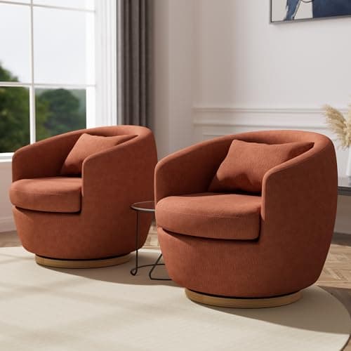 Boucle Swivel Barrel Chair, Modern Fabric 360 Degree Accent Chairs