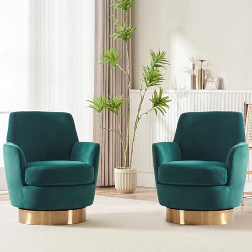 Set of 2 Modern Teddy Upholstered Swivel Chairs for Living Room, White
