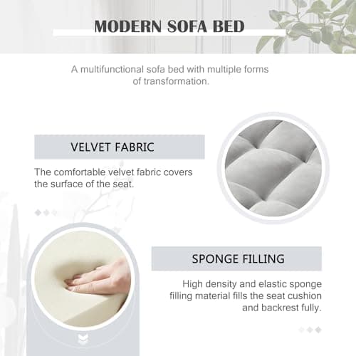 3-in-1 Grey Sleeper Sofa Bed with Adjustable Backrest