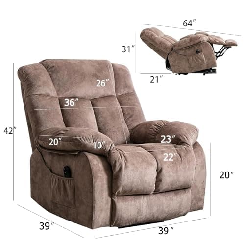 CANMOV Heavy Duty Lift Recliner Chair for Elderly-Antiskid Fabric, Safety Mechanism, Light Tan