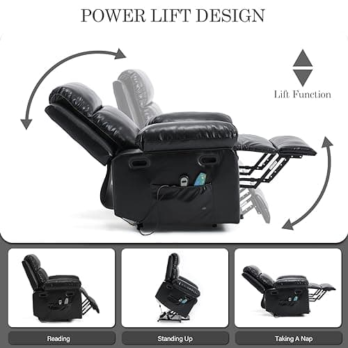 Electric Power Lift Recliner Chair with Massage and Heating for Elderly Adults