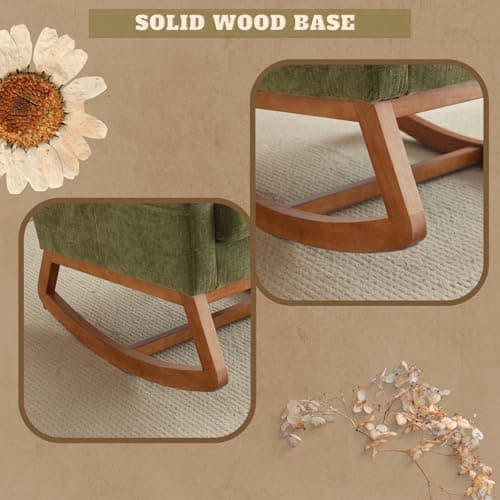 VINGLI Thick Headrest Mid-Century Modern Nursing Rocking Chair