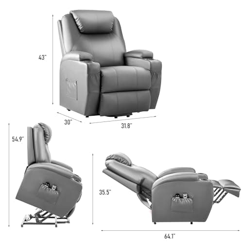 JUMMICO Power Lift Massage Recliner Chair for Elderly (Gray)