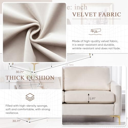 Velvet Sofa Couch Set - 2 Pieces