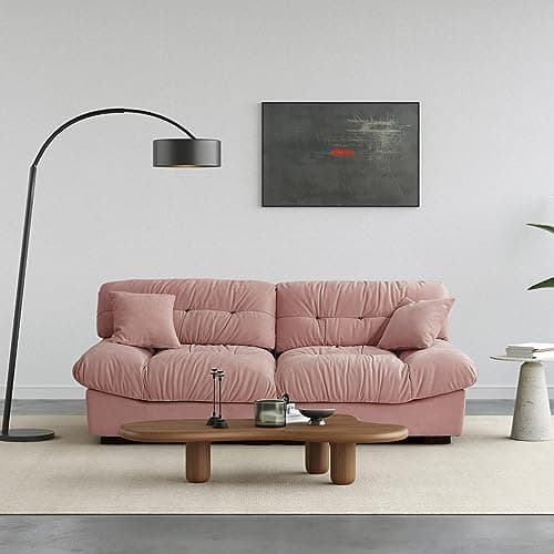 Pink Oversized JACH Sectional Couch with Thick Cushion and Two Pillows
