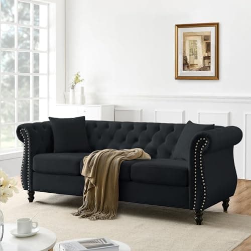Chesterfield Sofa Couch, 80 Button Tufted Velvet Couch