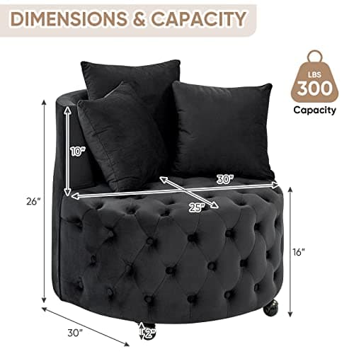 Modern Swivel Chair for Nursery, Living Room, Office, Bedroom - Black