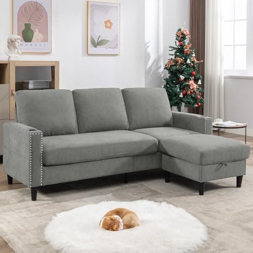 Convertible Sectional L-Shaped Couch for Small Living Spaces