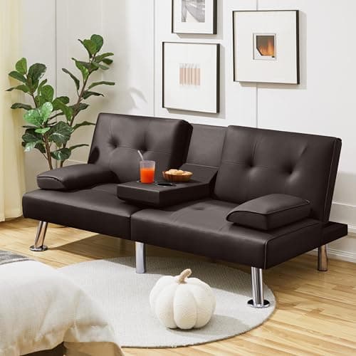 Yaheetech Adjustable Sleeper Sofa, Modern Faux Leather, 772lb Capacity