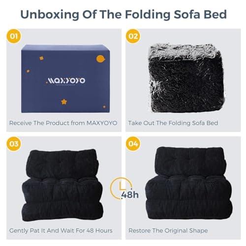 Folding Sofa Bed for Living Room or Bedroom - Black