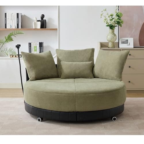 ZeHuoGe 52.75" Oversized Round Swivel Chair with Phone Stand