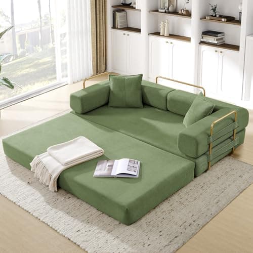 JEEOHEY Convertible Sofa Bed, Queen Size Memory Foam Couch for Living Room & Bedroom, Black