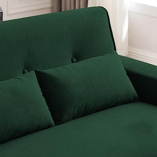 Mid Century Green 2 Seater Loveseat with Wooden Legs
