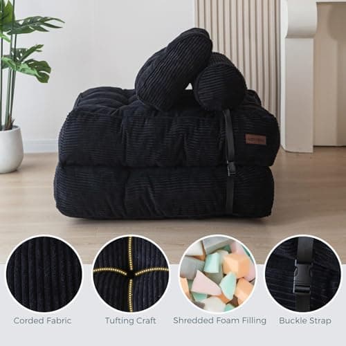 Folding Sofa Bed for Living Room or Bedroom - Black