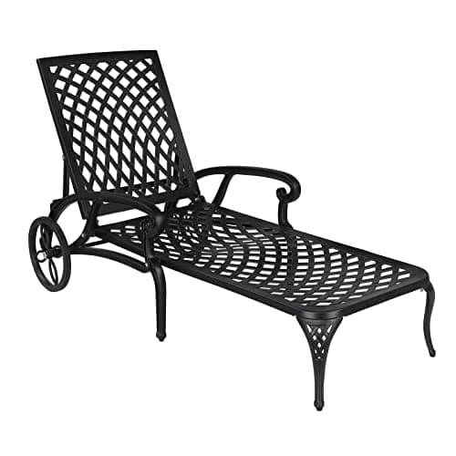 VINGLI Bronze Cast Aluminum Outdoor Chaise Lounge Chair with Cushion