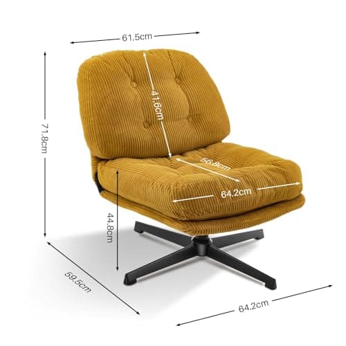 Redlife Cross Legged 360° Swivel Lounge Chair, Comfy Bedroom Reading Chair (Yellow)