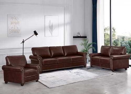 3 Piece Faux Leather Sofa Set with Storage, Navy Blue