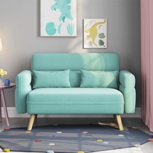 Yaheetech Dark Gray Small Modern Fabric 2 Seater Sofa with Lumbar Pillows for Living Room