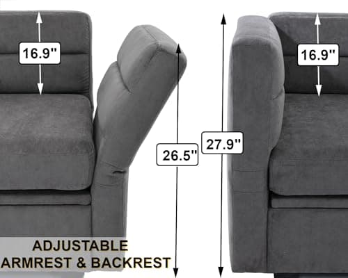 Asunflower Dark Grey 2 Seater Office Sofa with Storage and Ottoman