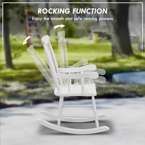 Outsunny White Outdoor Wood Rocking Chair, 350 lbs. Patio Essential