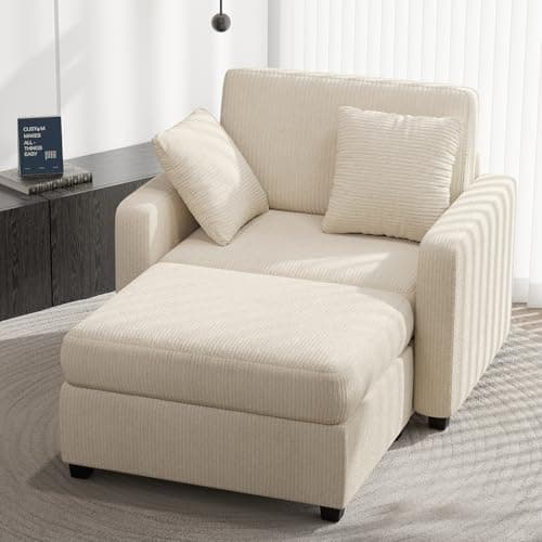 Apicizon Green Indoor 42" Sleeper Chaise Lounge Chair with Pillows and Armrests