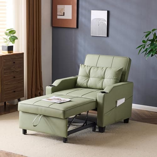 VINGLI 3-in-1 Convertible Sofa Bed with USB Ports and Cup Holders, Dark Grey