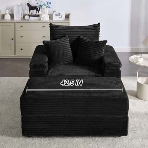 Oversized Chaise Lounge Chair with Ottoman for Indoor Use in Living Room