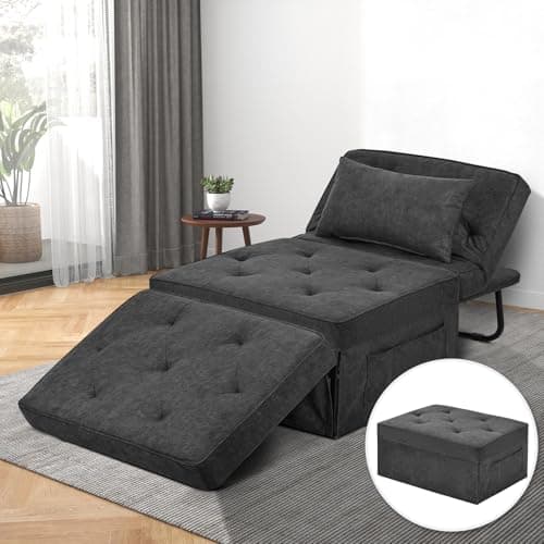 4-in-1 Convertible Sofa Bed with Adjustable Backrest, Gray (Large)