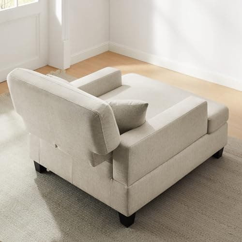 47" Adjustable Backrest Chaise Lounge Chair with Pillows, Oversized for Living Room, Bedroom, Office (Light Khaki)