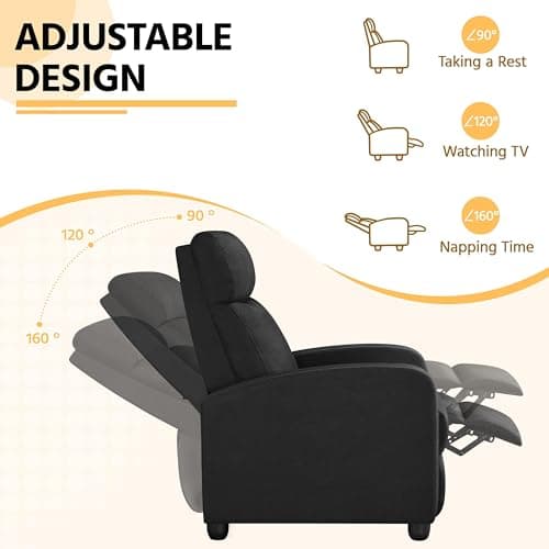 Modern Black Fabric Recliner Chair for Living Room