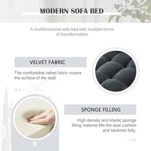 Black 3-in-1 Adjustables Backrest Sleeper Sofa Bed with Pull-Out Couch