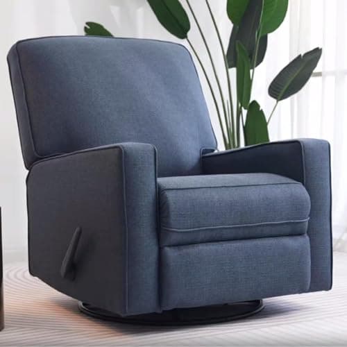 Blue Fabric Rocker Recliner Chair for Nursery and Living Room