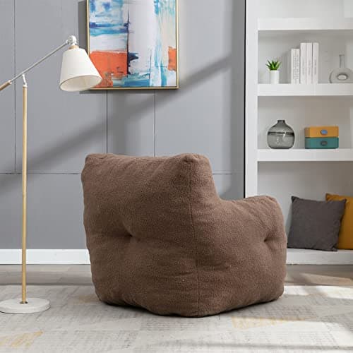 Ultra Soft Beanbag Chair, Teddy Fabric Sofa for Adults & Kids, Chocolate