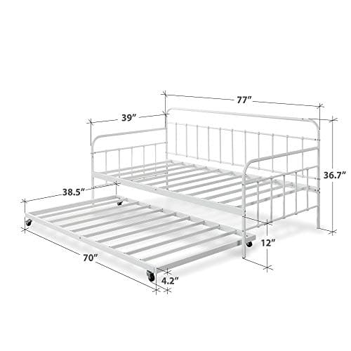 ZINUS Florence Twin Daybed with Rollout Trundle, Premium Steel Support