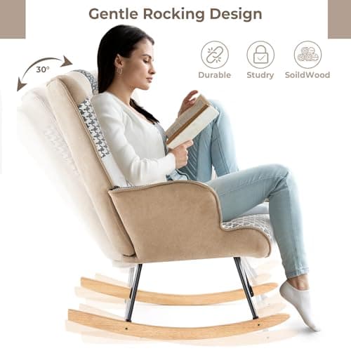 Patchwork Rocking Chair for Bedroom, Living Room, and Nursery