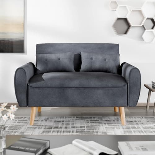 JAMFLY Dark Gray Loveseat Sofa for Living Room and Small Spaces