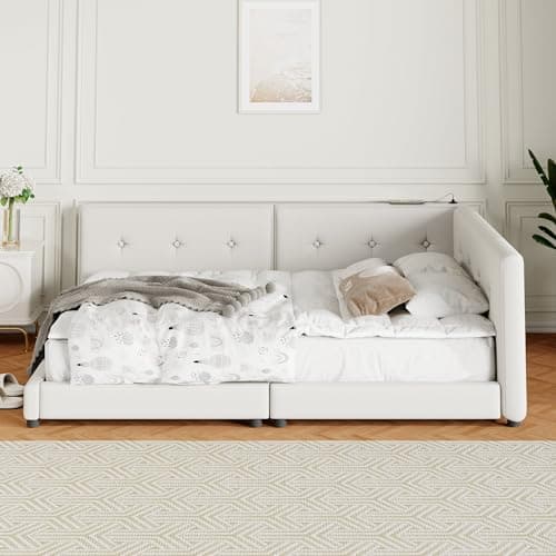 Twin Velvet Daybed with Pop-up Trundle & USB Port, Space-Saving & Easy Assembly