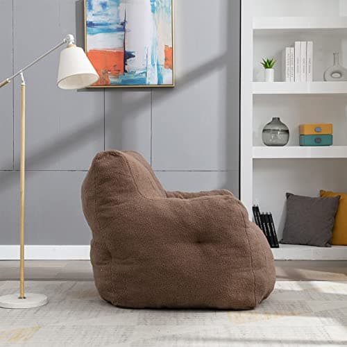 Ultra Soft Beanbag Chair, Teddy Fabric Sofa for Adults & Kids, Chocolate