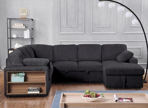 Eafurn 4-in-1 L-Shaped Sectional with Pullout Bed and USB Ports