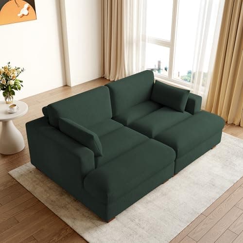 Oversized Beige Corduroy Chaise Lounge for Bedroom & Living Room (Left Arm)