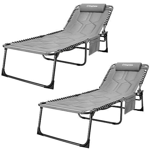KingCamp Oversize Padded Folding Chaise Lounge Chair for Outdoor Use