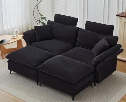 Oversized Corduroy Chaise Lounge Chair, Green, Perfect for Living Room, Bedroom, Office
