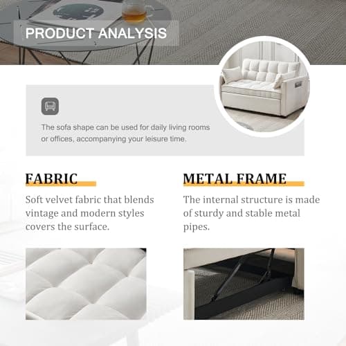 Modern 3-in-1 Futon Sofa Bed with Storage and Adjustables (Beige)