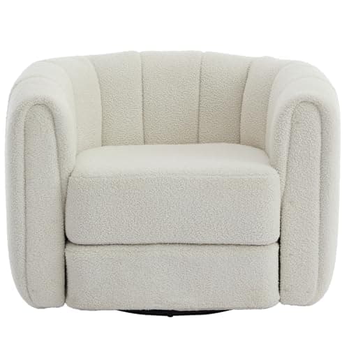Modern White Swivel Barrel Chair Set of 2 for Living Room or Bedroom