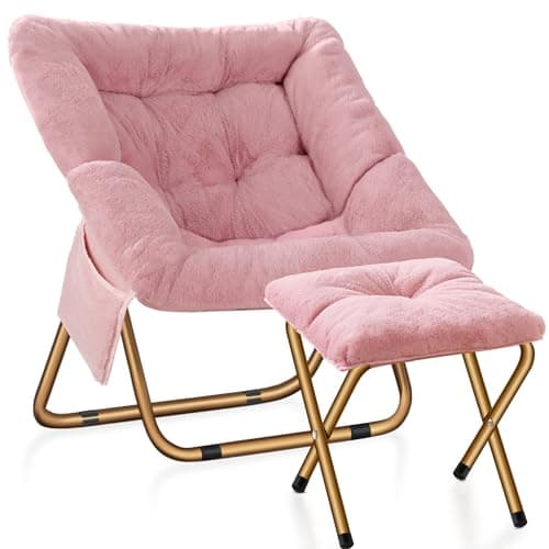 Black X-Large Soft Faux Fur Lounge Chair for Living & Bedroom