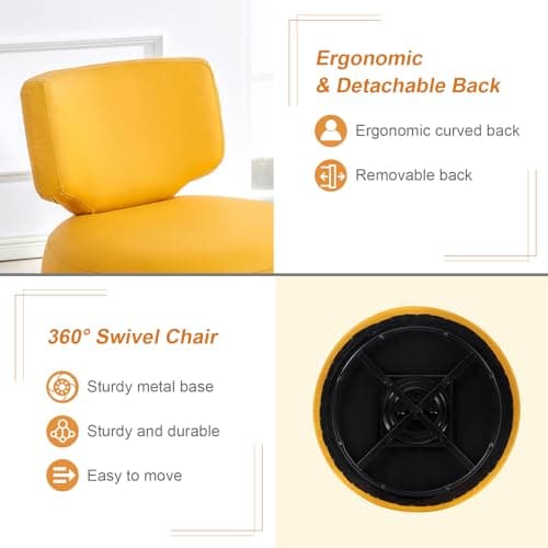 Modern PU Leather Swivel Chair, 360° Rotatable, Living Room, Bedroom, Office