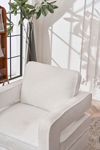 White Teddy Fabric 360 Swivel Barrel Chair, Living Room/Nursery/Office